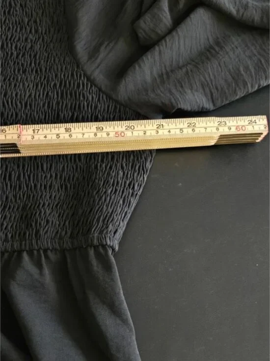 Dokotoo Women's XL Black Smocked Long Sleeve Mini Dress Scoop Neck Button Detail - Picture 9 of 11